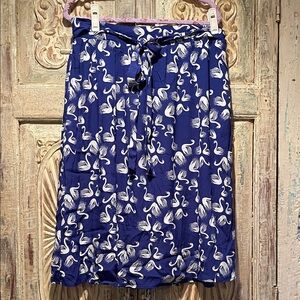 NWT Anthropologie Porridge Swan Print MIDI Skirt with Pockets /XL/